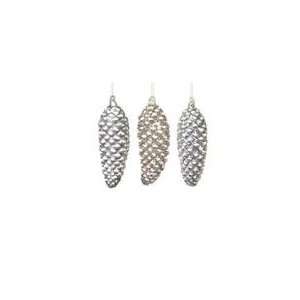  Club Pack of 12 Natures Glow Glass Silver Pine Cone 