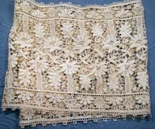 ANTIQUE FRENCH SCHIFFLI GUIPURE LACE RARE GREENERY STUNNING WIDE 19THC 