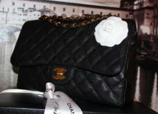PRISTINE CHANEL BLACK JUMBO CAVIAR GOLD HW CLASSIC QUILTED SINGLE 