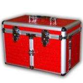 RED ALLIGATOR FAUX LEATHER COSMETIC/JEWELRY TRAIN CASE  