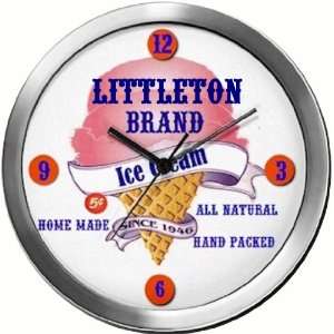  LITTLETON 14 Inch Ice Cream Metal Clock Quartz Movement 