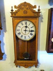 Antique Waterbury Wood Carved Wall Clock early 1900s  