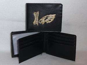 PHILADELPHIA EAGLES Leather BiFold Wallet NEW black3+ g  