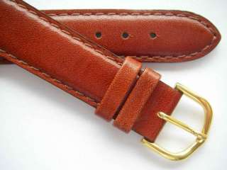 Brown plain stitched leather watch band 18 mm  