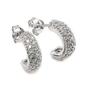 Sparkly Pave Set Round Silver Cubic Zirconia Earrings   Order Yours 