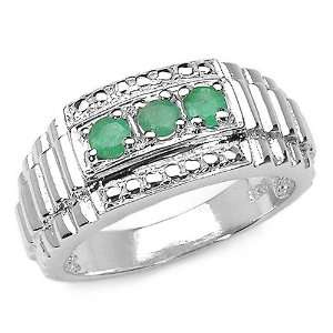  0.30 Carat Genuine Emerald Sterling Silver Ring Jewelry