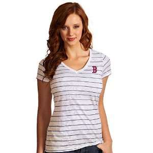  Boston Red Sox Womens Pure Striped Tee by Antigua Sports 