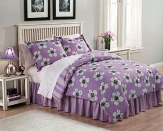 Purple White Flower KENDALL Bed Bag Bedding Comforter  