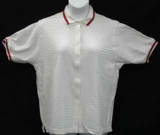Ladies Womens Cotton Button down White Waffled Golf Polo Shirt PICK 
