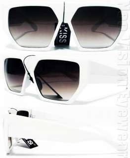 Oversized Flat Top Wayfarer Sunglasses Smoke White K40  