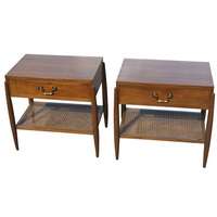 Vintage Wood Cane Night Stands End Tables  