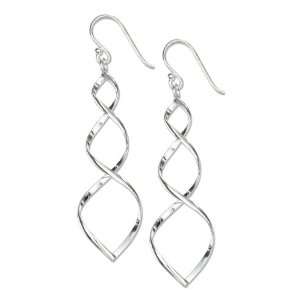    Sterling Silver Double Helix Earrings on French Wires. Jewelry