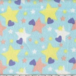   Fleece Fabric Pastel Stars Aqua By The Yard Arts, Crafts & Sewing