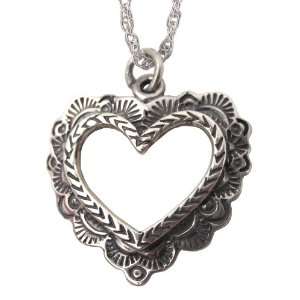   Southwest Country Heart Pendant with 18 Silver Rope Chain Jewelry