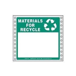   for Recycle Label, Blank, No Lines, Pin Feed Paper