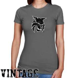 Central Washington Wildcats Ladies Charcoal Distressed Logo Vintage 
