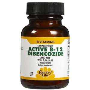  Country Life Active B12 Dibencozide 3,000 mcg Lozenges 