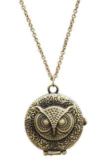 Owl Pocket Watch Necklace  Mod Retro Vintage Necklaces  ModCloth