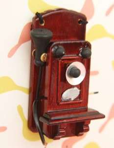 Dollhouse Miniature Living Room Vintage Wall Telephone  