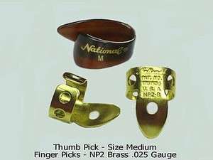 NATIONAL PICK SET Brass Finger Medium Thumb Dobro Banjo  