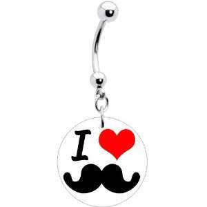  Stainless Steel I Heart Mustache Belly Ring Body Candy Jewelry