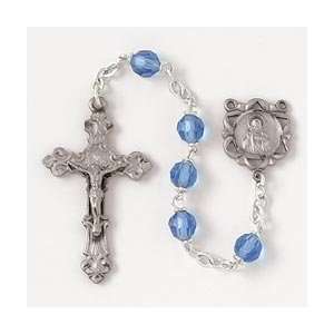  Blue Crystal Rosary with Sacred Heart Medal Everything 