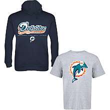 Miami Dolphins Big & Tall Hooded Sweatshirt & T Shirt Combo    