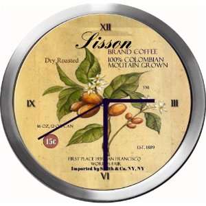  SISSON 14 Inch Coffee Metal Clock Quartz Movement Kitchen 