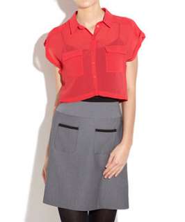 Red (Red) Cropped Blouse  242551460  New Look