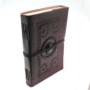 Indra Fair Trade Handmade XL Embossed Stoned Leather journal Notebook 
