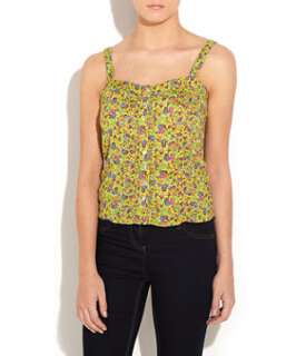 Green Pattern (Green) Green Patterned Button Through Camisole 