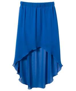 Blue (Blue) Teens Blue Chiffon Dip Hem Skirt  255324040  New Look