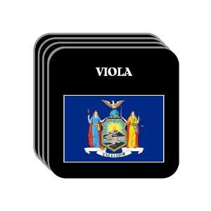 US State Flag   VIOLA, New York (NY) Set of 4 Mini Mousepad Coasters