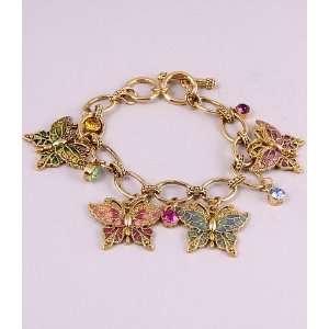  Jewelry Charm Bracelet with Butterfly Pattern Gold 