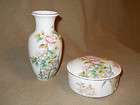 Shibata Japan Vase and Trinket Box hand painted with Peonies