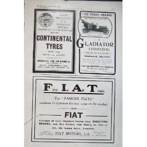  1906 Advert Fiat Motor Car Gladiator Landaulette Tyres 