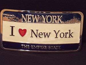 NEW FANCY LARGE I LOVE NEW YORK LICENSE PLATE BELT BUCKLE WITH 