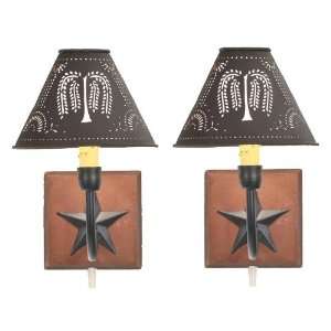  Star Wall Sconce with Tin Willow Tree Lamp Shade, Set of 2 