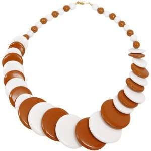 NCAA Burnt Orange White Escalating Wooden Bead Necklace 