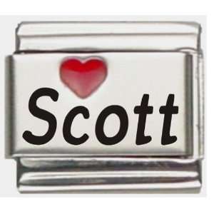  Scott Red Heart Laser Name Italian Charm Link Jewelry