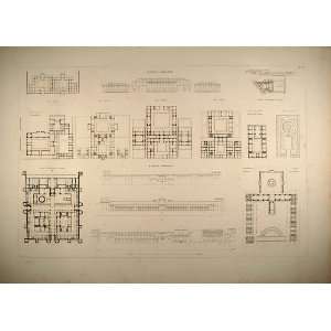 1841 Engraving Greek Roman Houses Architecture Durand   Original 
