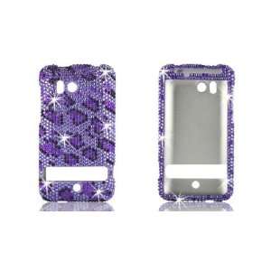 HTC 6400 Thunderbolt Full Diamond Bling Phone Shell (Leopard   Purple 