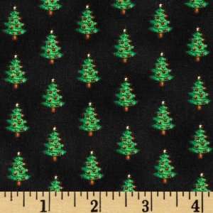  44 Wide Paper Dolls Christmas Trees Black Fabric By The 