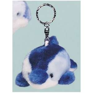  Dolphin Dark Blue Sideways Fuzzy Town Plush Keychain Toys 