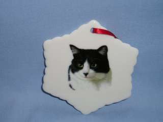 Black/White Cat Snowflake Christmas Tree Ornament H  