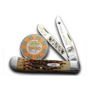  CASE XX Collectors Edition Texas HoldEm Trapper Amber 