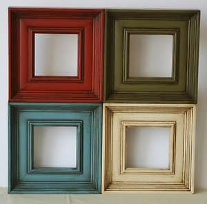 5x7 Picture Frame / Distressed Wood / Empire Style / Red, Blue, Green 