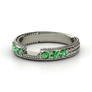   Emerald Isle Matching Band, 14K White Gold Ring with Emerald Jewelry