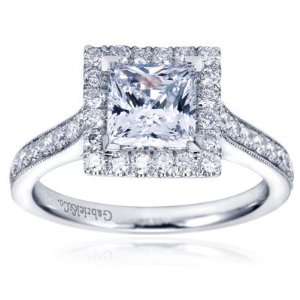 14K White Gold Contemporary Halo Engagement Ring   Does not Include 