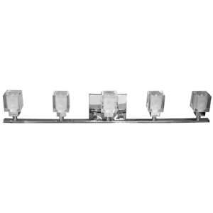  Dainolite 83895W PC 5 Light Vanity with Frosted Cube Shade 